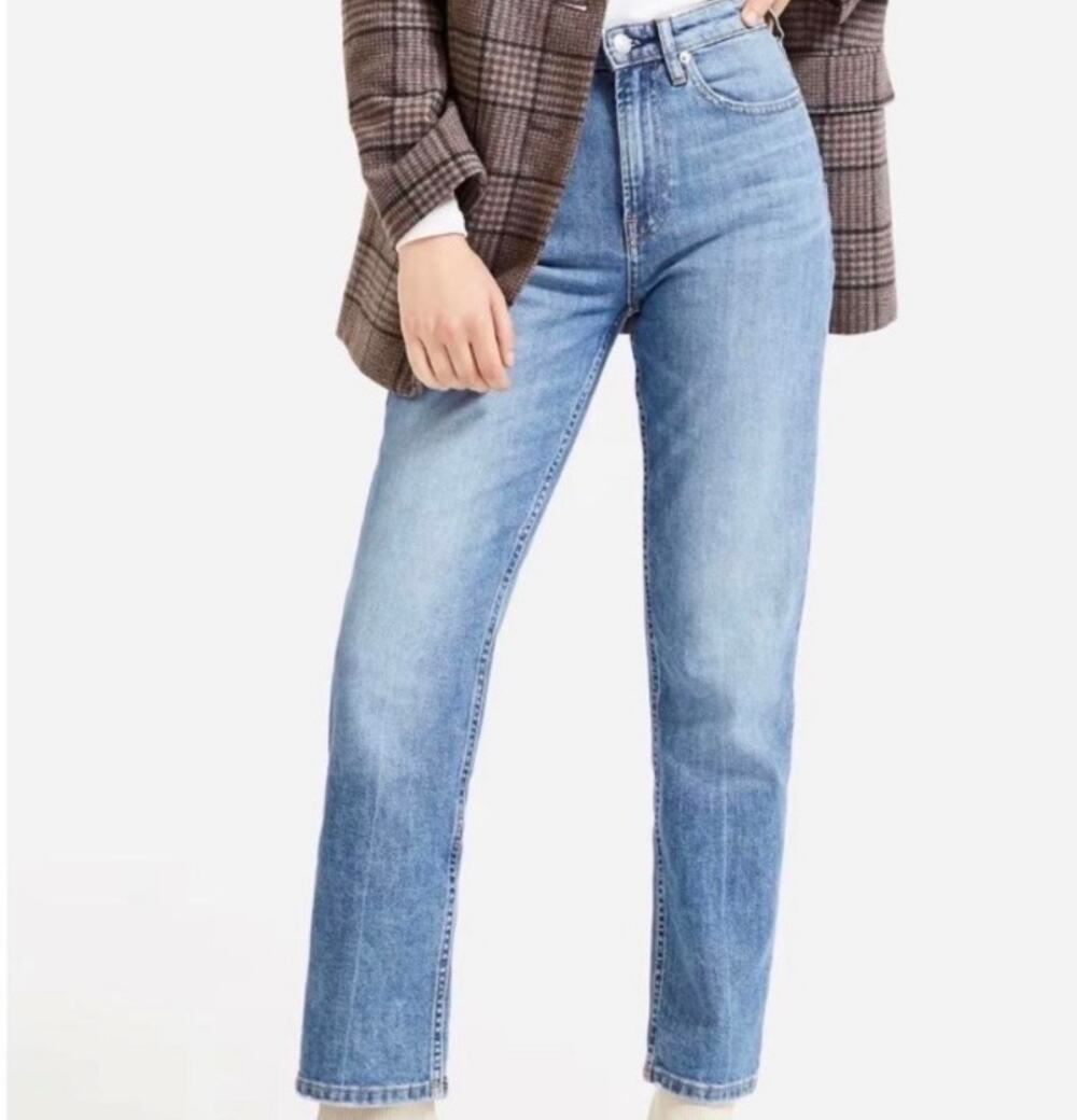 Everlane Medium Wash Denim High Rise Slim Straight Leg Jeans Size 26 Regular